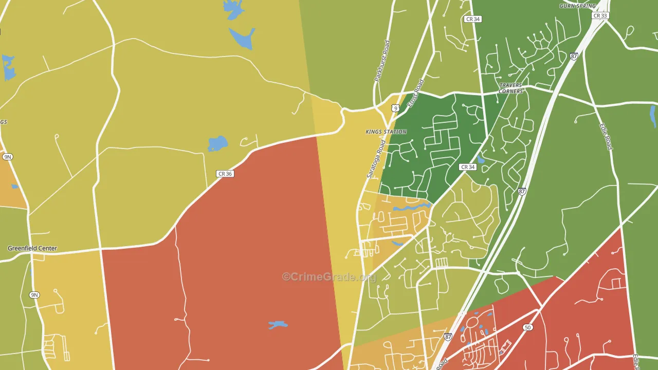 Kings Station, NY Map of Burglary Rates
