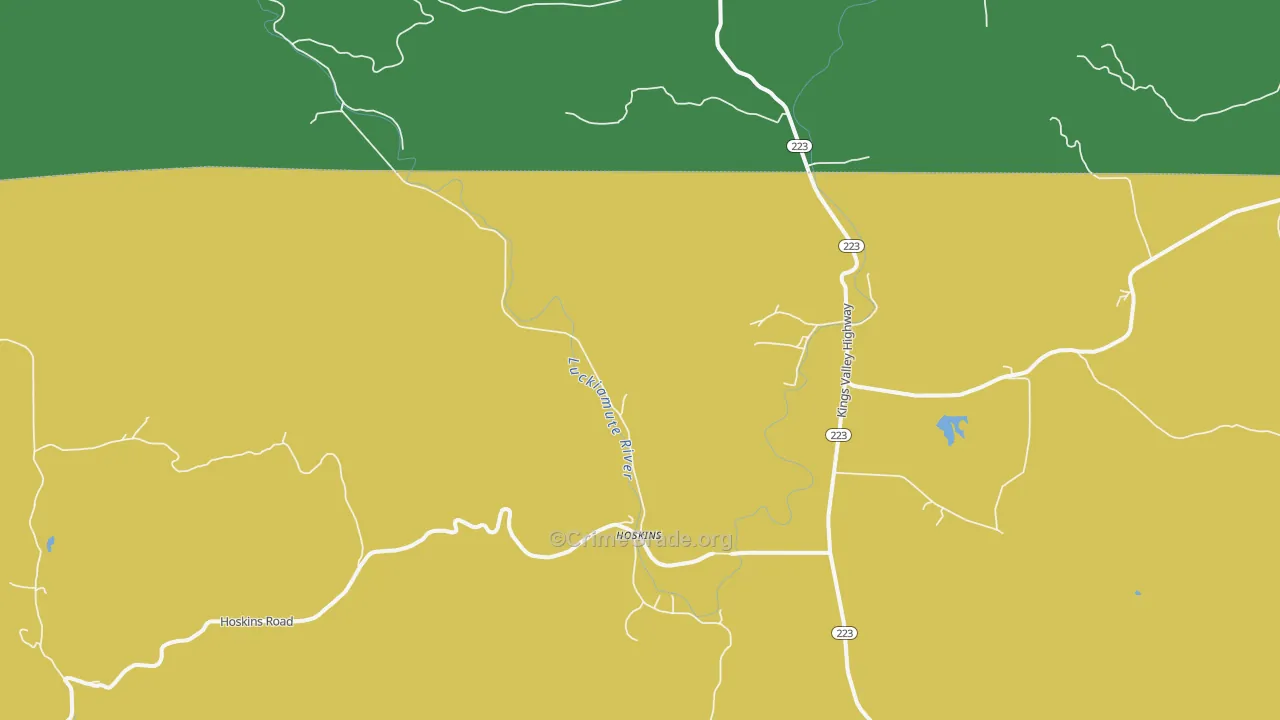 Kings Valley, OR Map of Burglary Rates