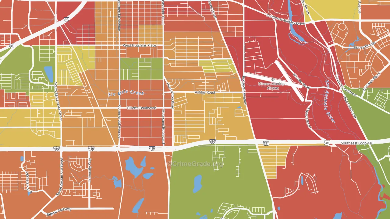 Kingsborough Ridge, San Antonio, TX Map of Burglary Rates
