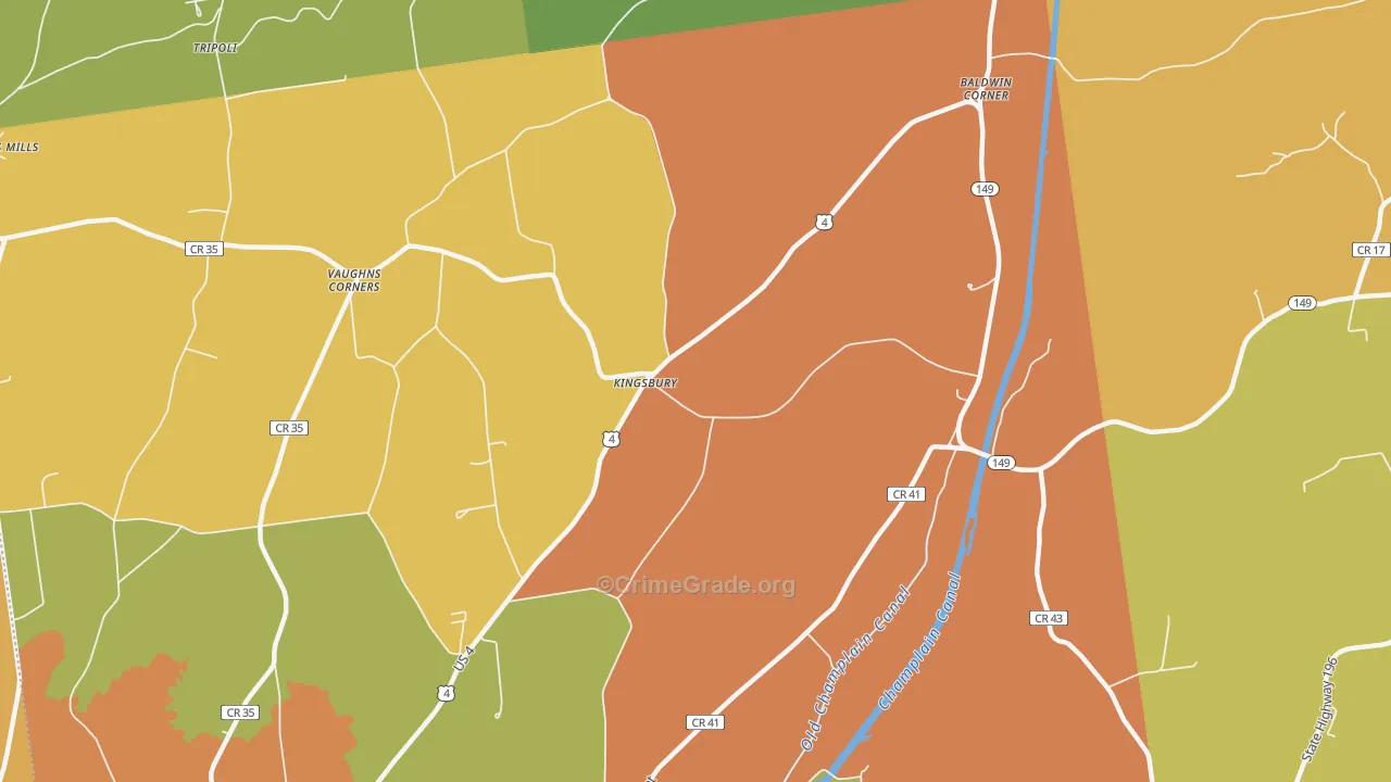 Kingsbury, NY Map of Burglary Rates