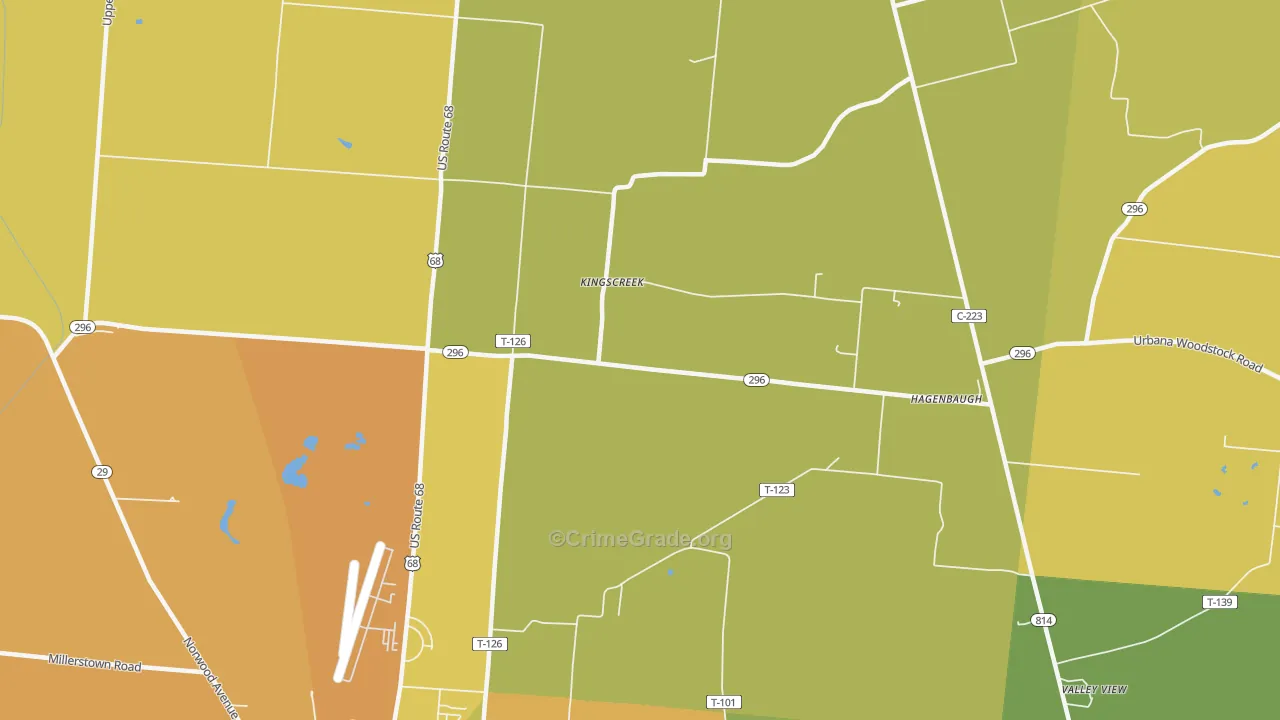 Kingscreek, OH Map of Burglary Rates