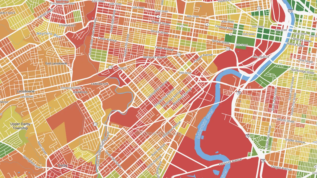 Kingsessing, Philadelphia, PA Map of Burglary Rates
