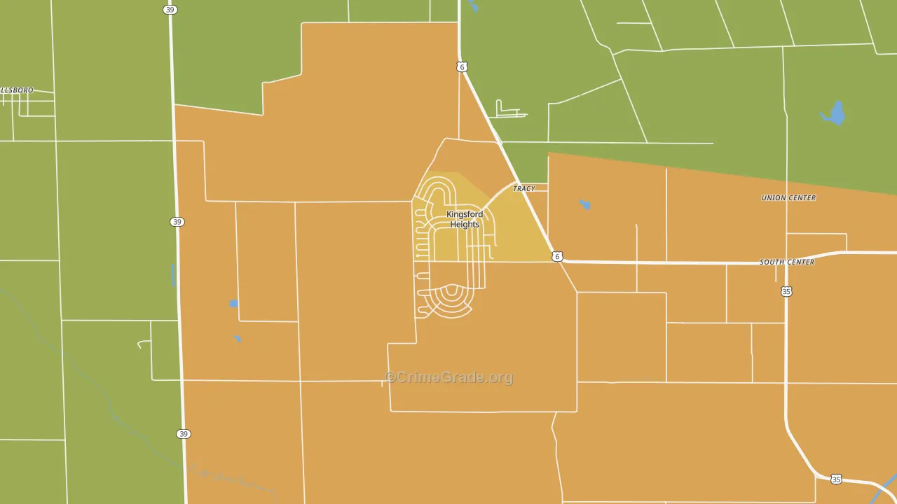 Kingsford Heights, IN Map of Burglary Rates