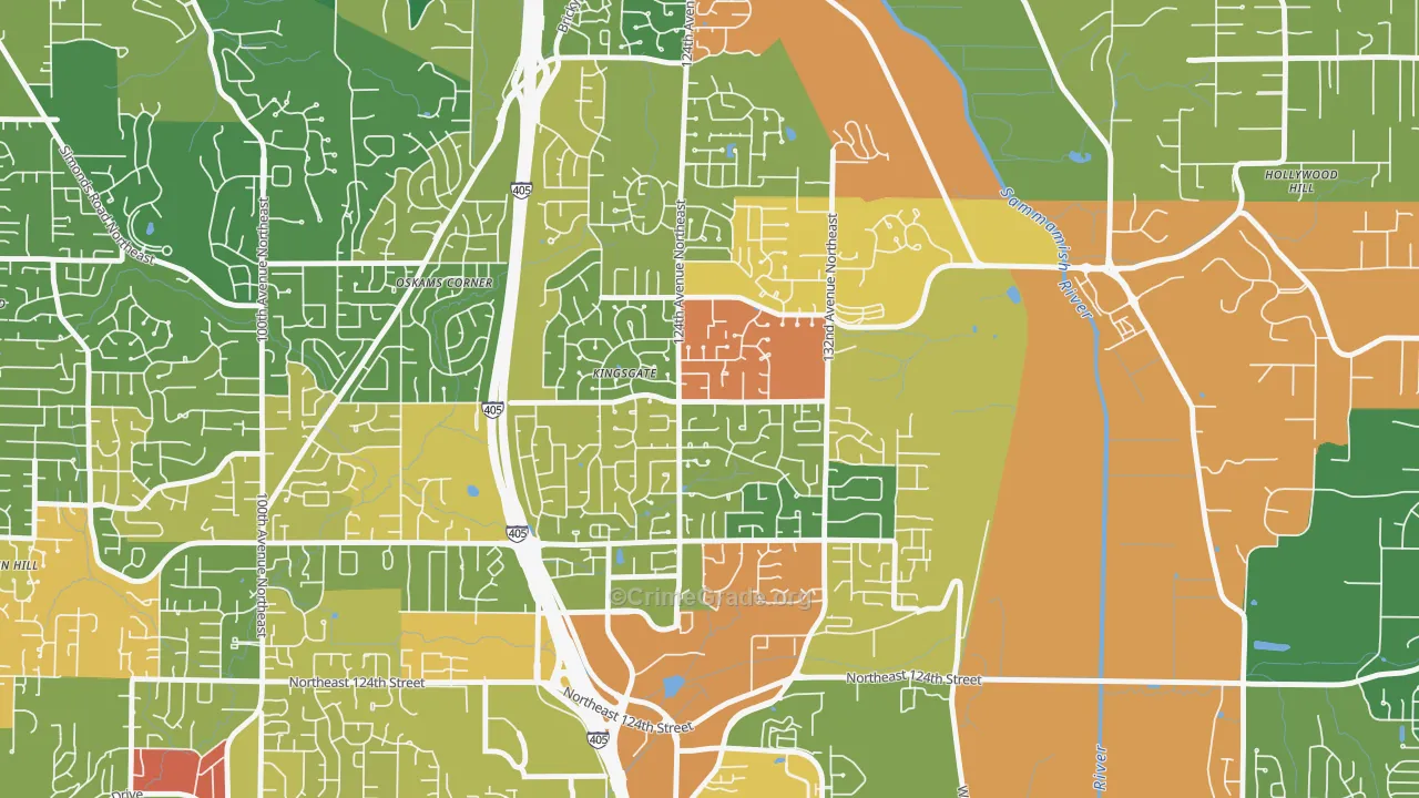 Kingsgate, WA Map of Burglary Rates