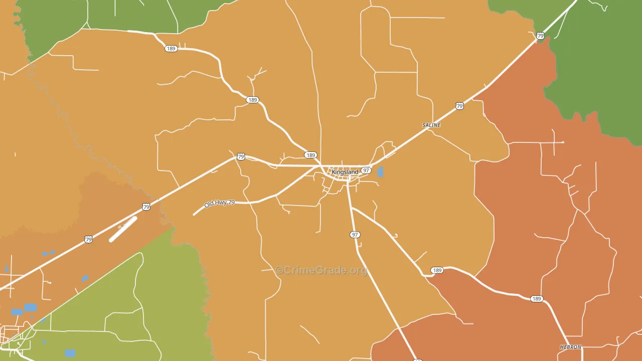 Kingsland, AR Map of Burglary Rates