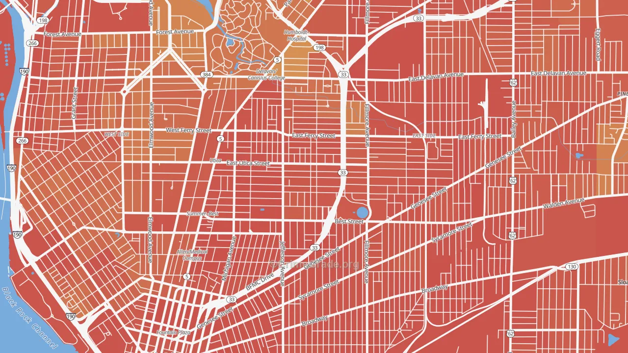 Kingsley, Buffalo, NY Map of Burglary Rates