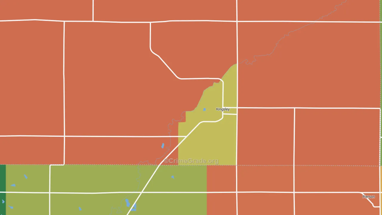 Kingsley, IA Map of Burglary Rates