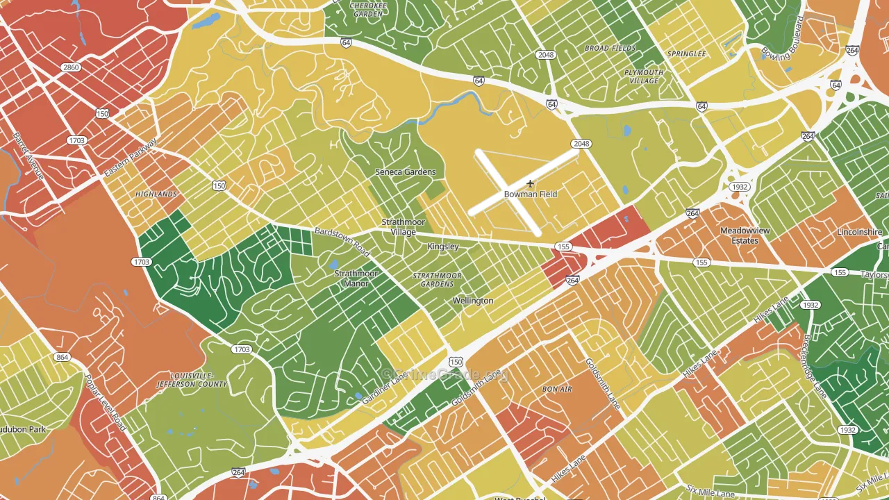Kingsley, KY Map of Burglary Rates