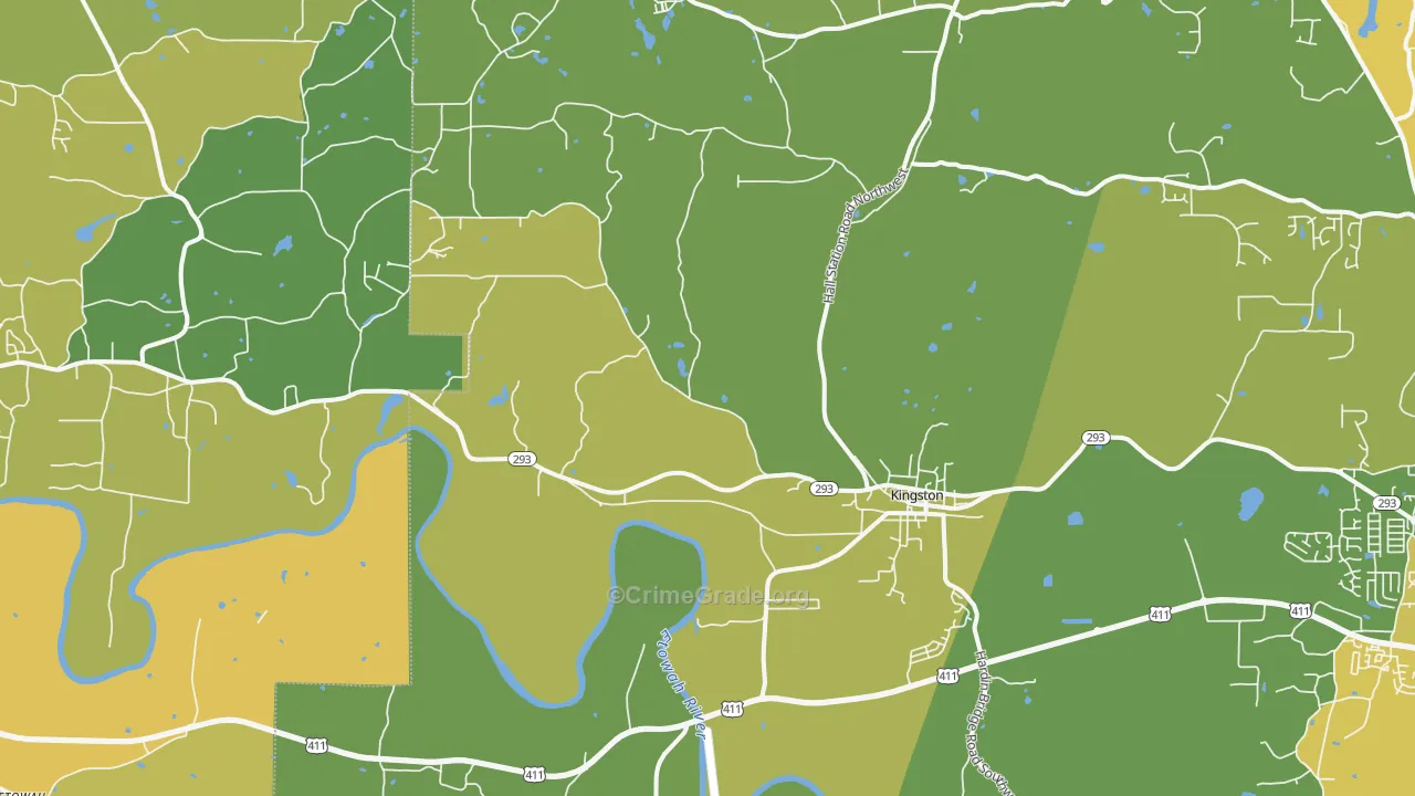 Kingston, GA Map of Burglary Rates