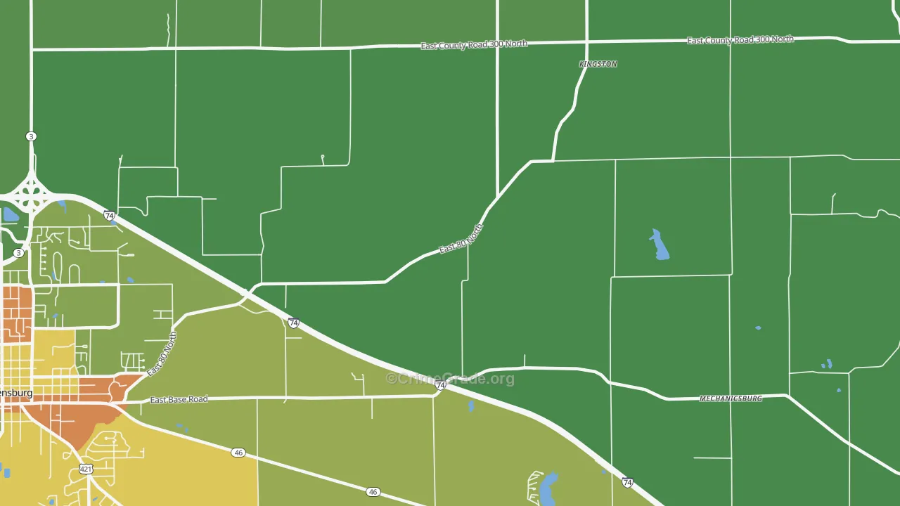 Kingston, IN Map of Burglary Rates