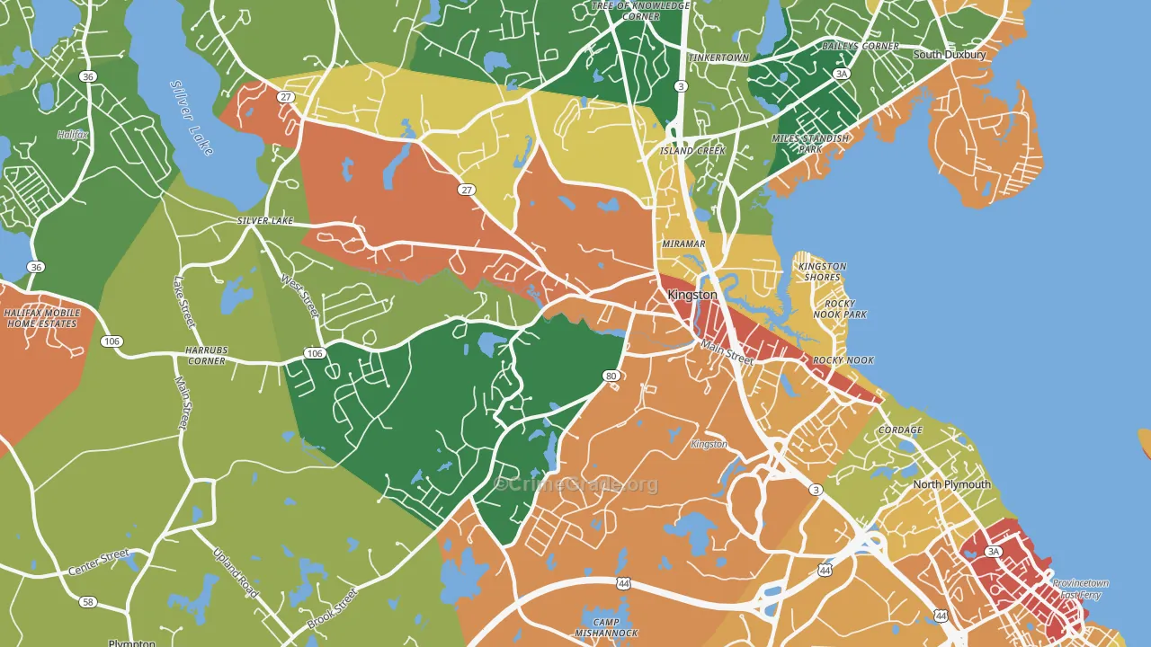 Kingston, MA Map of Burglary Rates