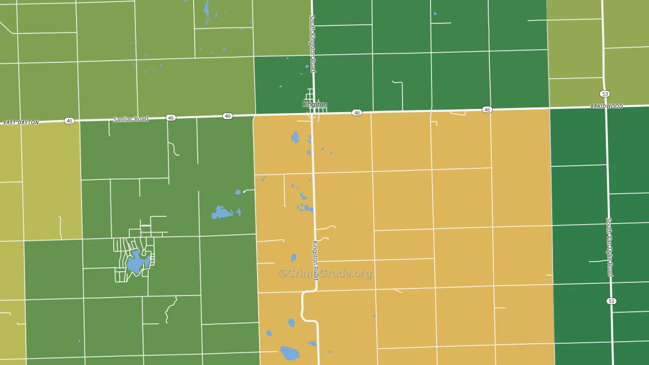 Kingston, MI Map of Burglary Rates