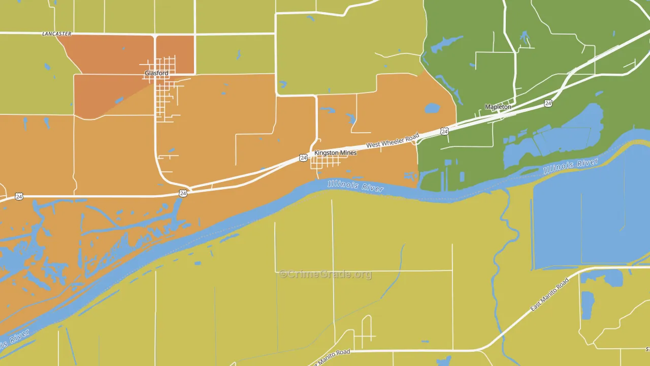 Kingston Mines, IL Map of Burglary Rates