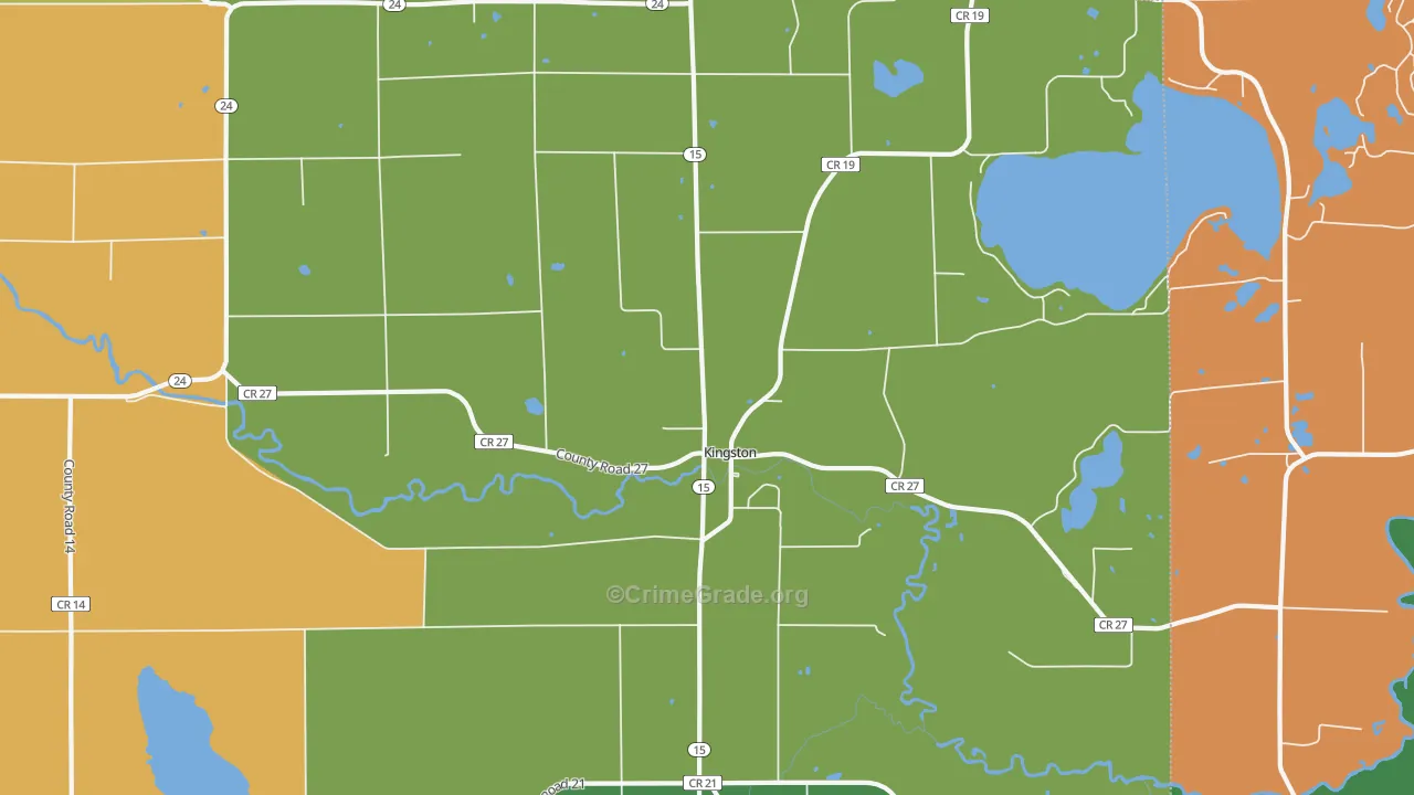 Kingston, MN Map of Burglary Rates