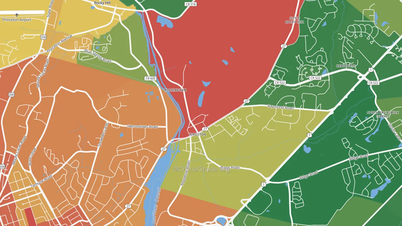 Kingston, NJ Map of Burglary Rates