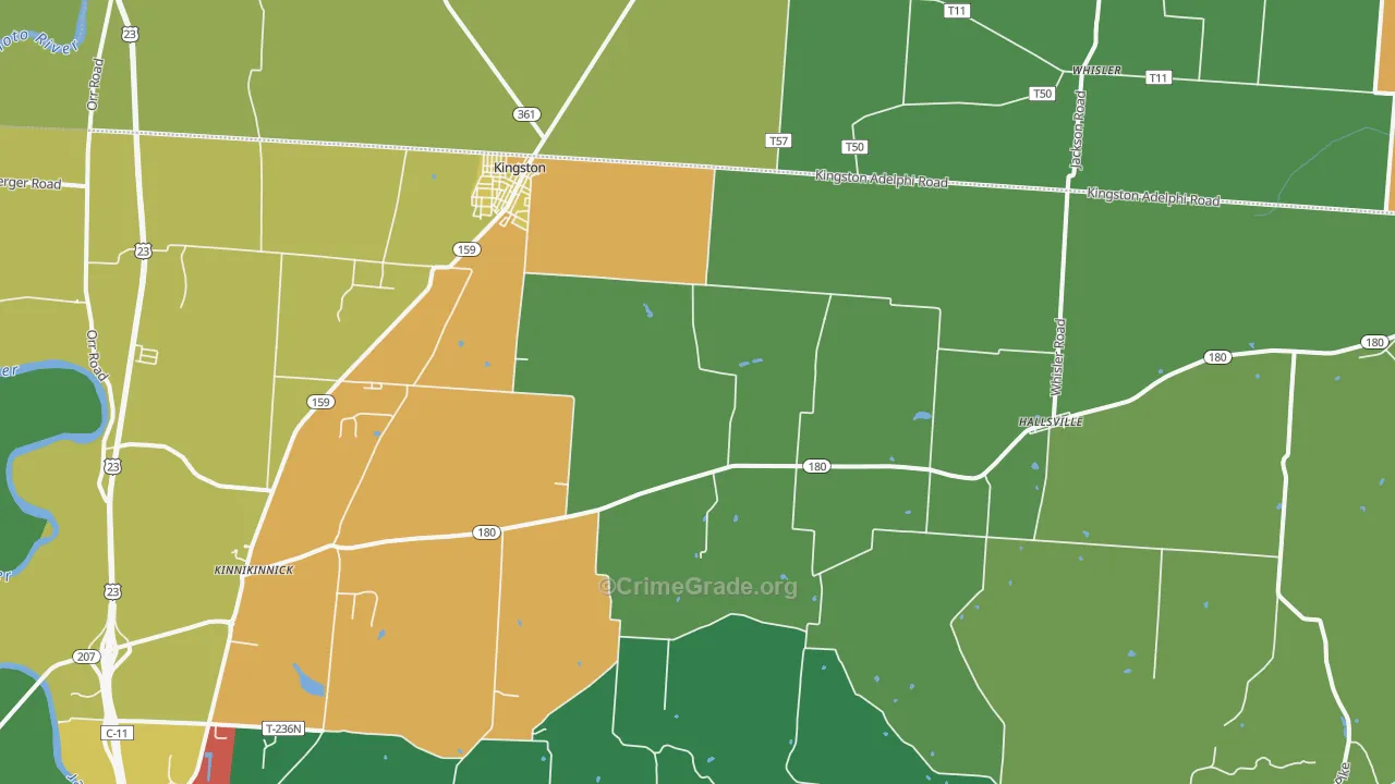 Kingston, OH Map of Burglary Rates