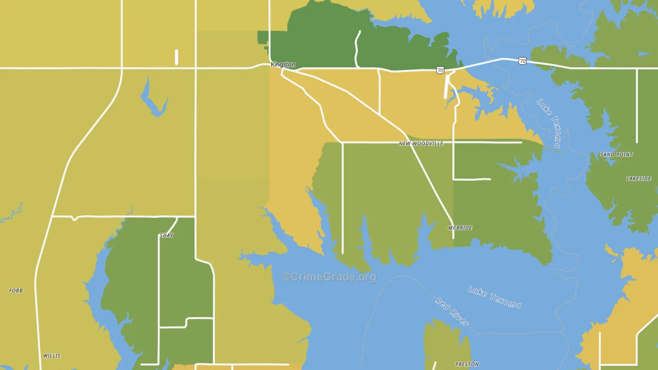 Kingston, OK Map of Burglary Rates