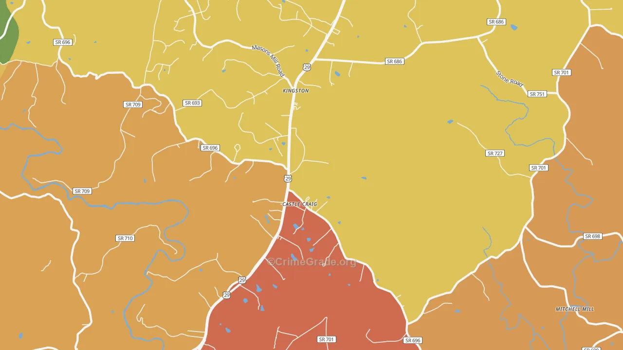 Kingston, VA Map of Burglary Rates