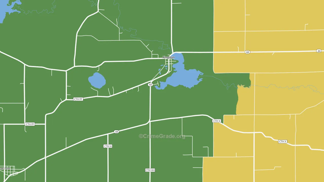 Kingston, WI Map of Burglary Rates