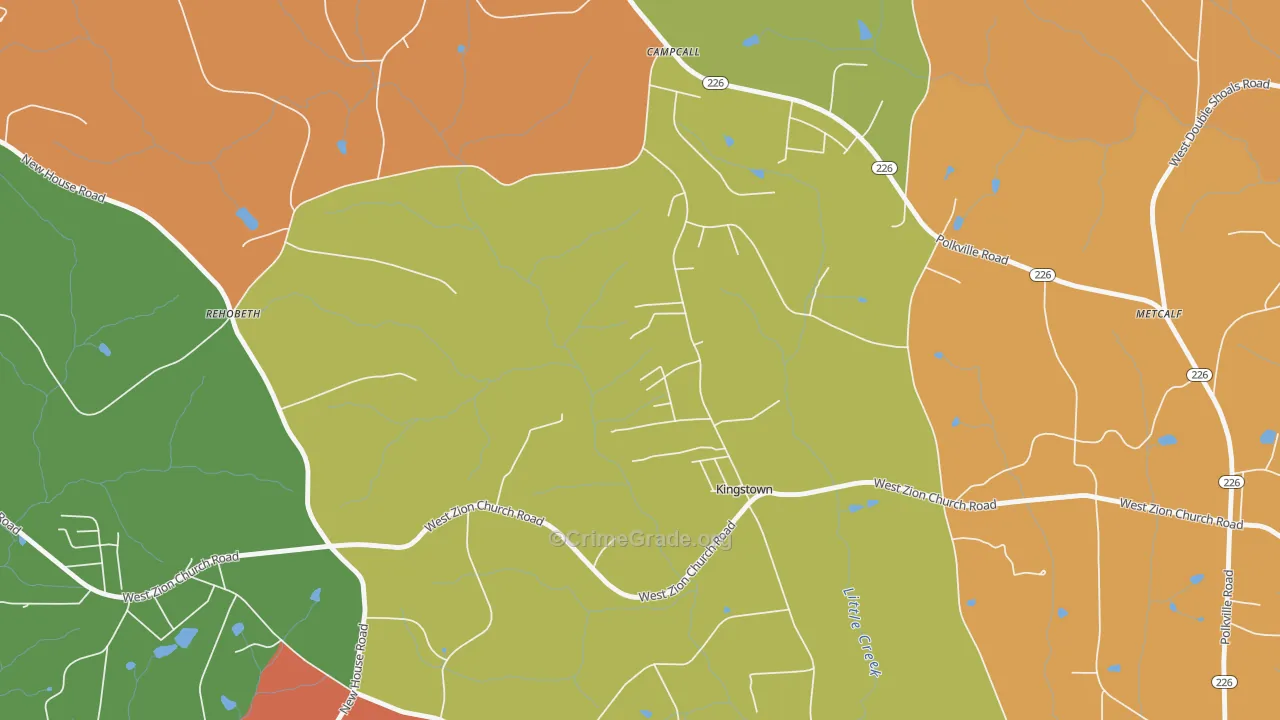 Kingstown, NC Map of Burglary Rates
