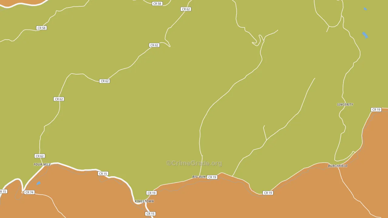 Kingstown, WV Map of Burglary Rates