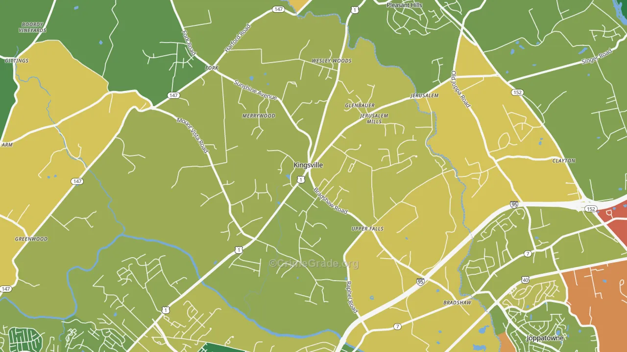Kingsville, MD Map of Burglary Rates