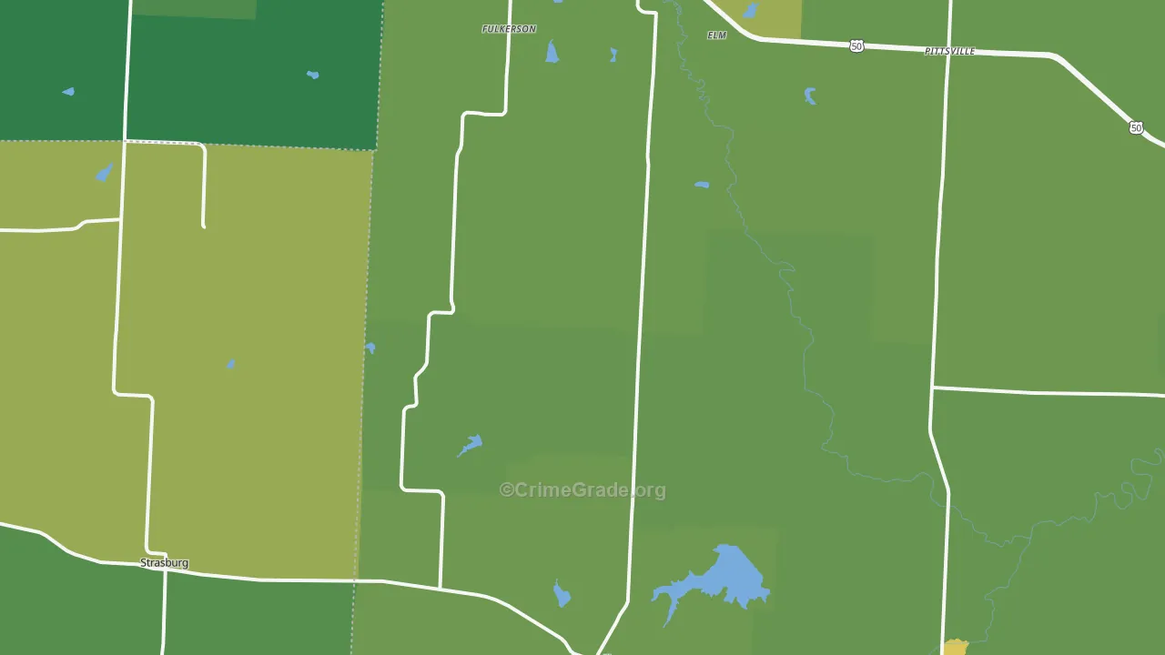 Kingsville, MO Map of Burglary Rates