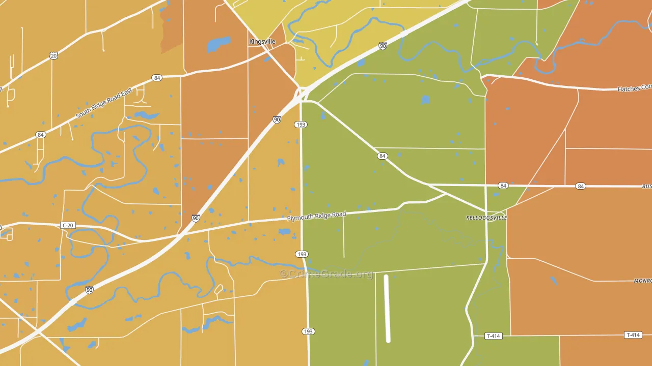 Kingsville, OH Map of Burglary Rates