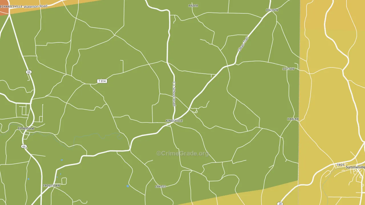 Kingsville, PA Map of Burglary Rates