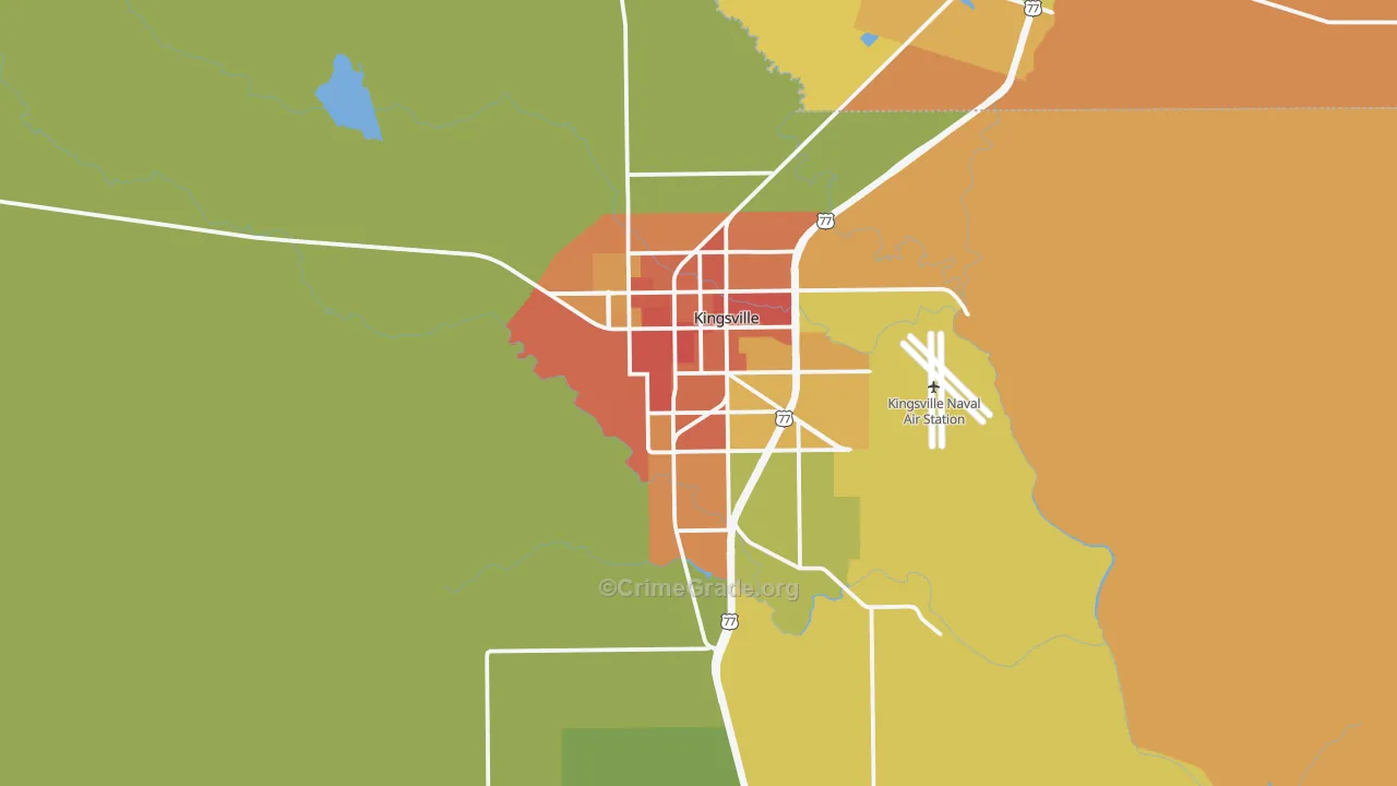 Kingsville, TX Map of Burglary Rates