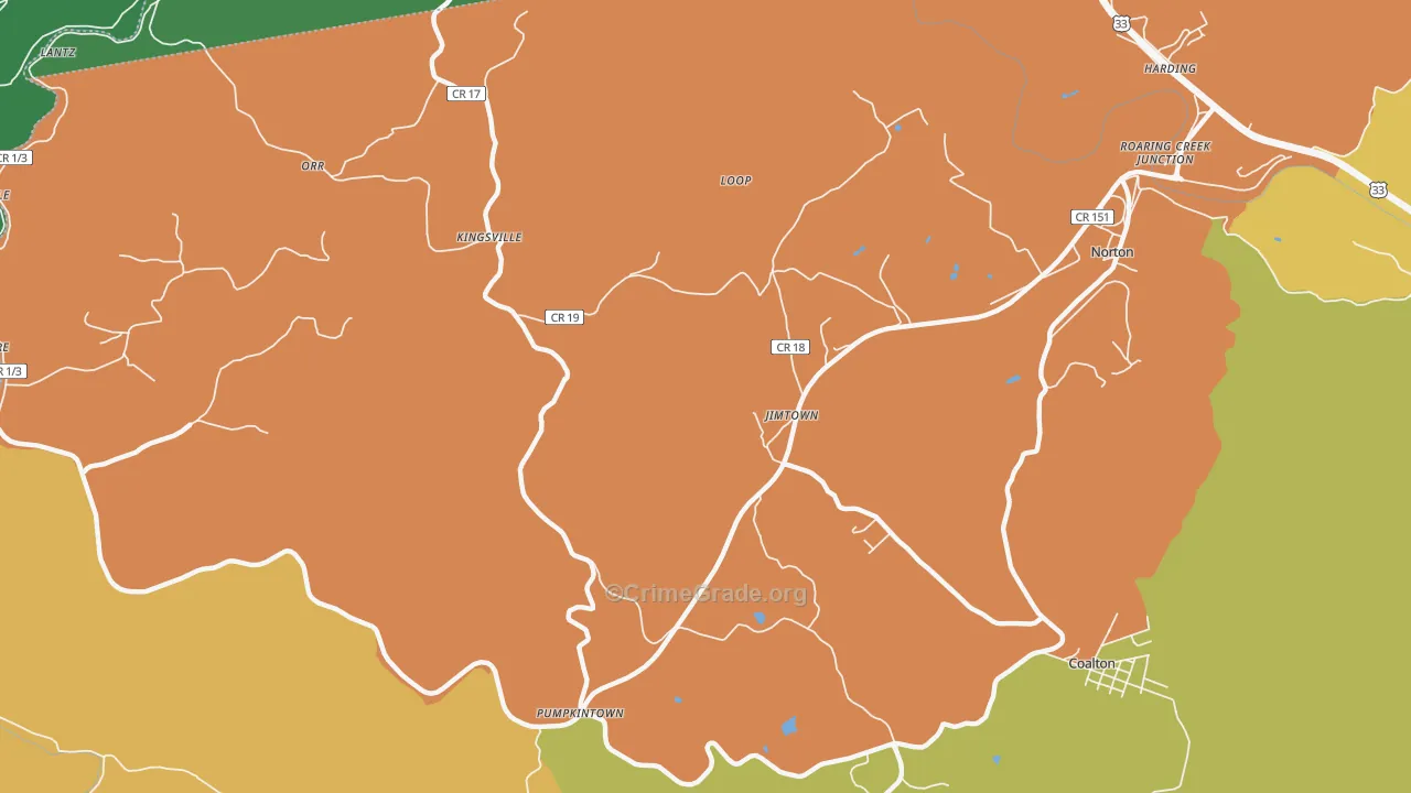 Kingsville, WV Map of Burglary Rates