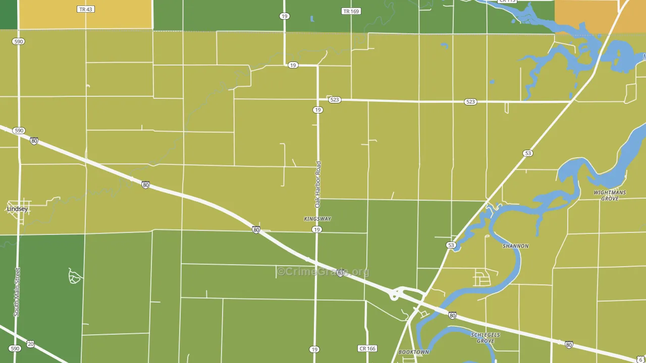 Kingsway, OH Map of Burglary Rates