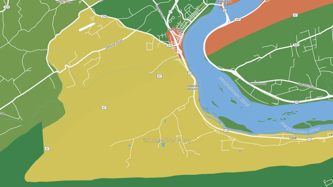 Kinkora Heights, PA Map of Burglary Rates