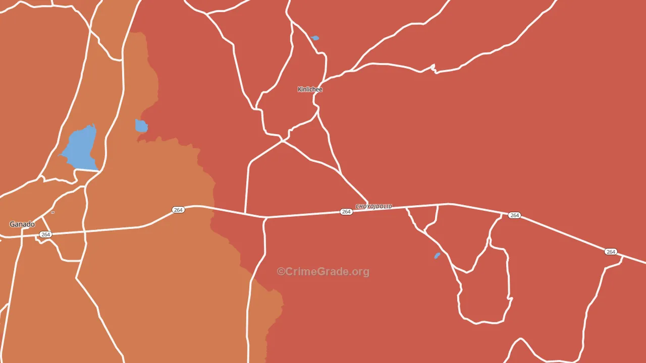Kinlichee, AZ Map of Burglary Rates