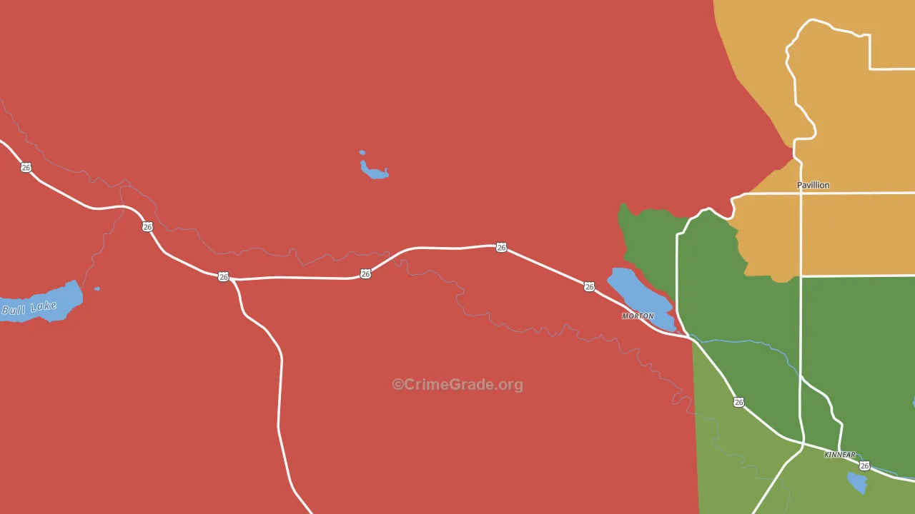 Kinnear, WY Map of Burglary Rates
