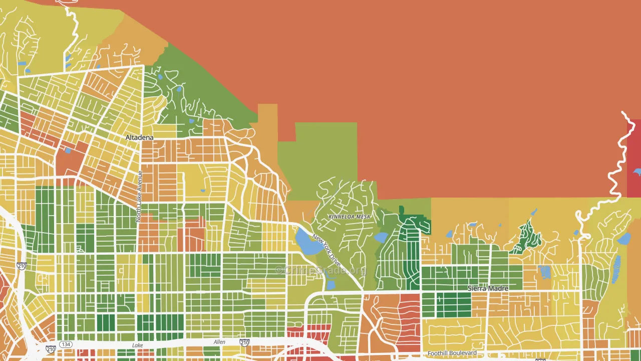 Kinneloa Mesa, CA Map of Burglary Rates