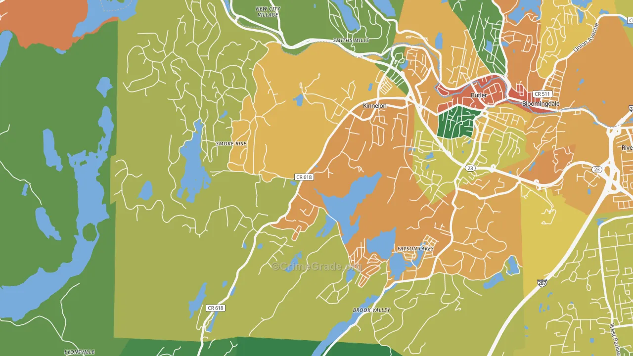 Kinnelon, NJ Map of Burglary Rates