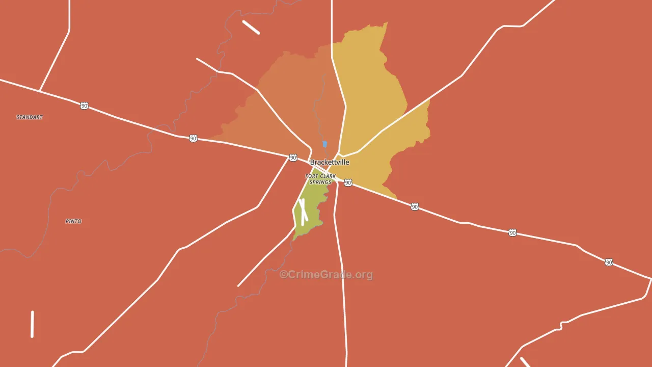 Kinney County, TX Map of Burglary Rates