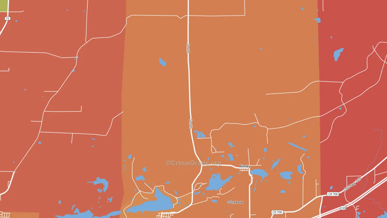 Kinney, MN Map of Burglary Rates