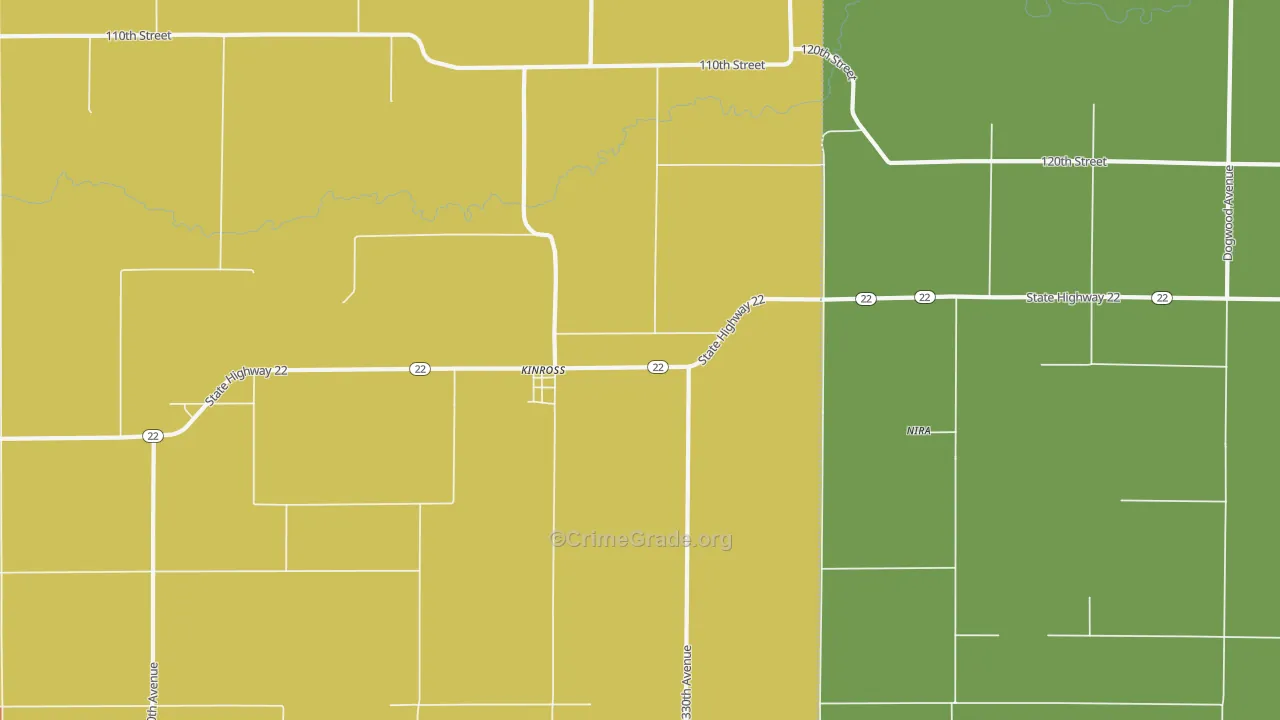 Kinross, IA Map of Burglary Rates