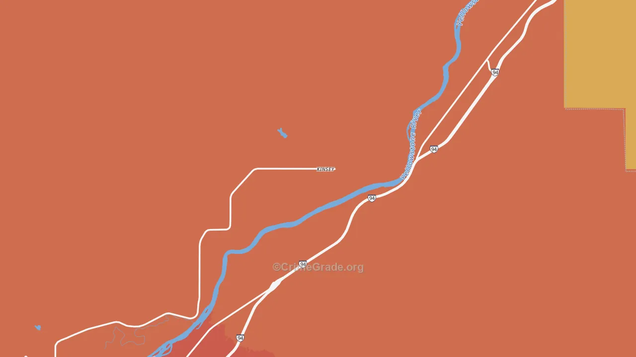 Kinsey, MT Map of Burglary Rates