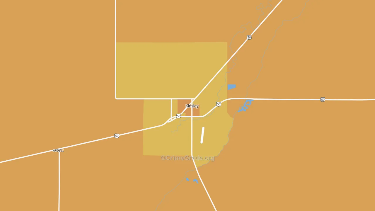 Kinsley, KS Map of Burglary Rates