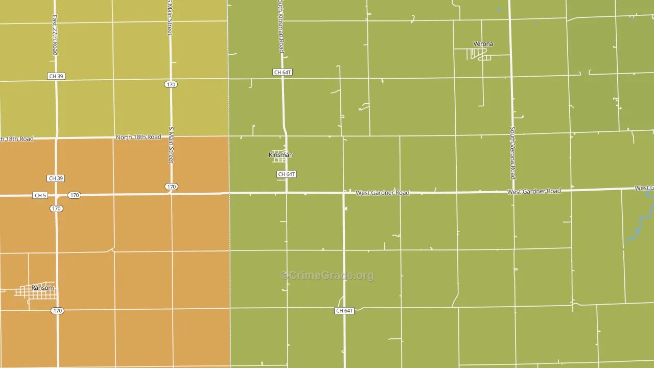 Kinsman, IL Map of Burglary Rates