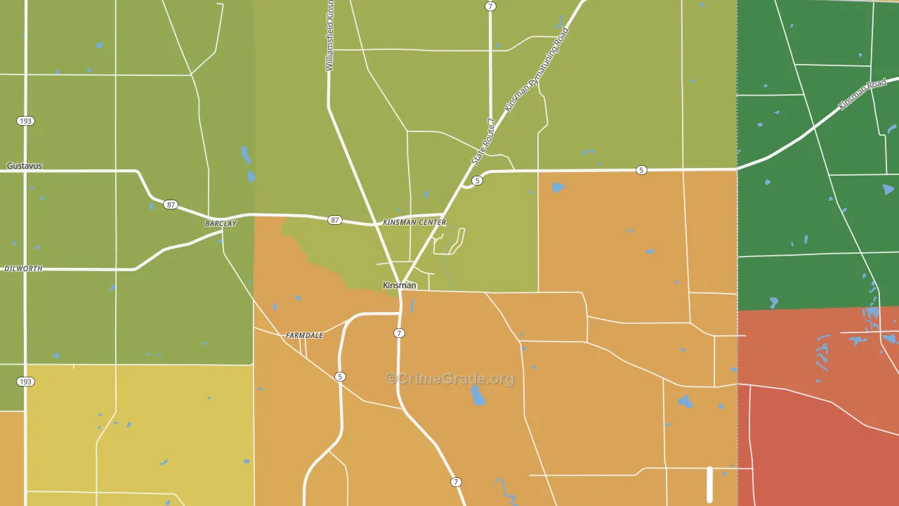 Kinsman, OH Map of Burglary Rates