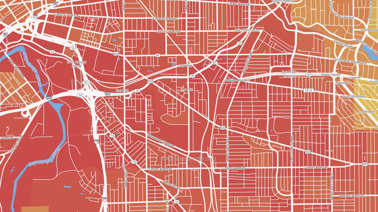 Kinsmith, Cleveland, OH Map of Burglary Rates