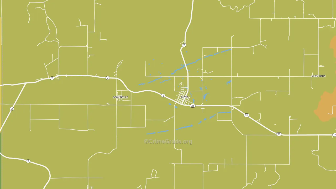 Kinta, OK Map of Burglary Rates