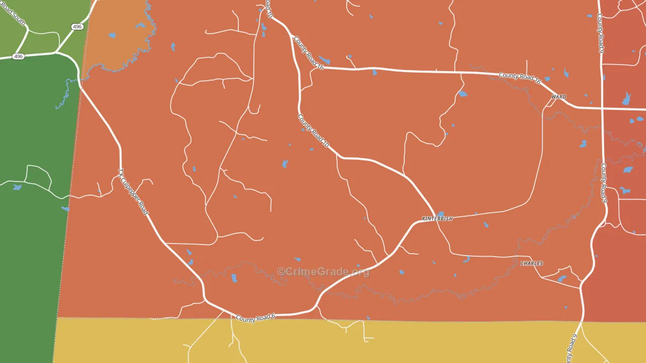 Kinterbish, AL Map of Burglary Rates