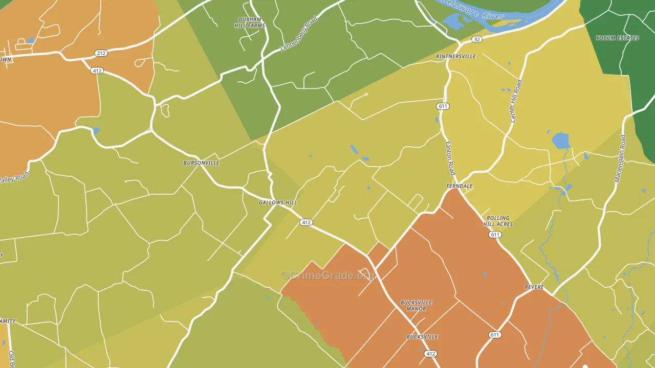 Kintnersville, PA Map of Burglary Rates