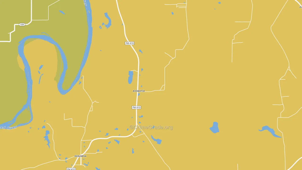 Kiomatia, TX Map of Burglary Rates