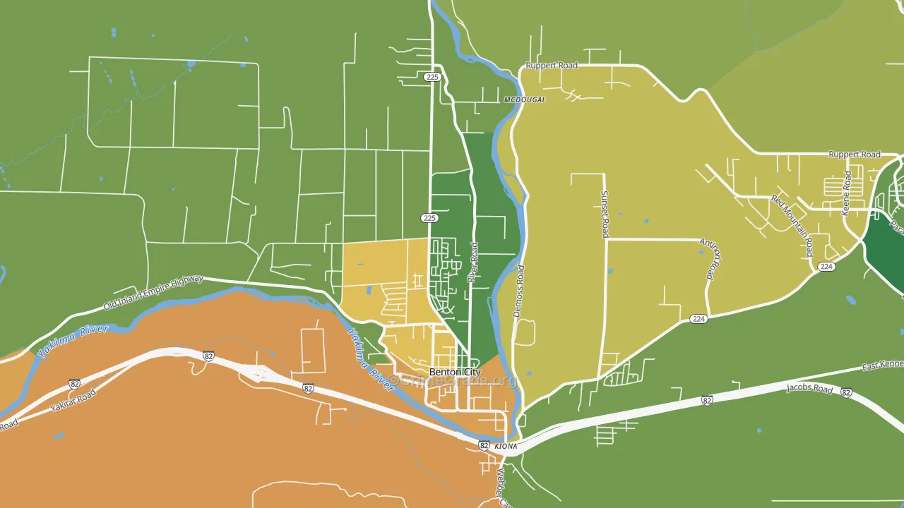 Kiona, WA Map of Burglary Rates